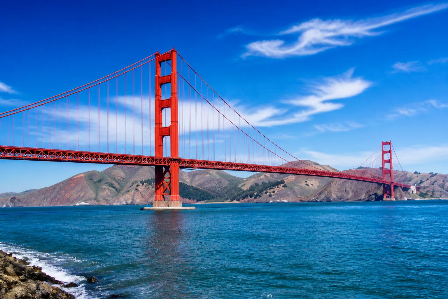 Golden Gate Bridge on a sunny day in San Francisco
